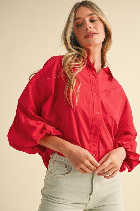 New MERCI Red Size S Quarter Sleeve Blouse