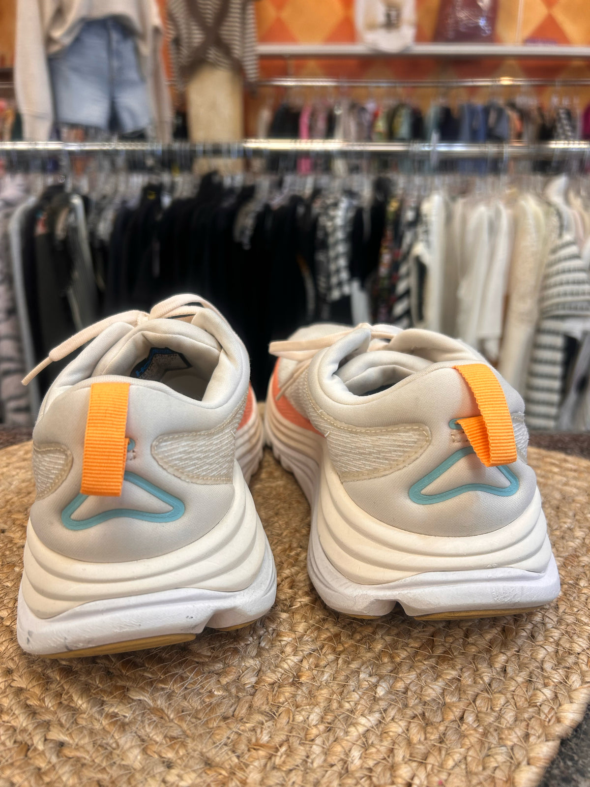 Pre-owned HOKA Cream Coral Trim Size 10 Designer Sneaker