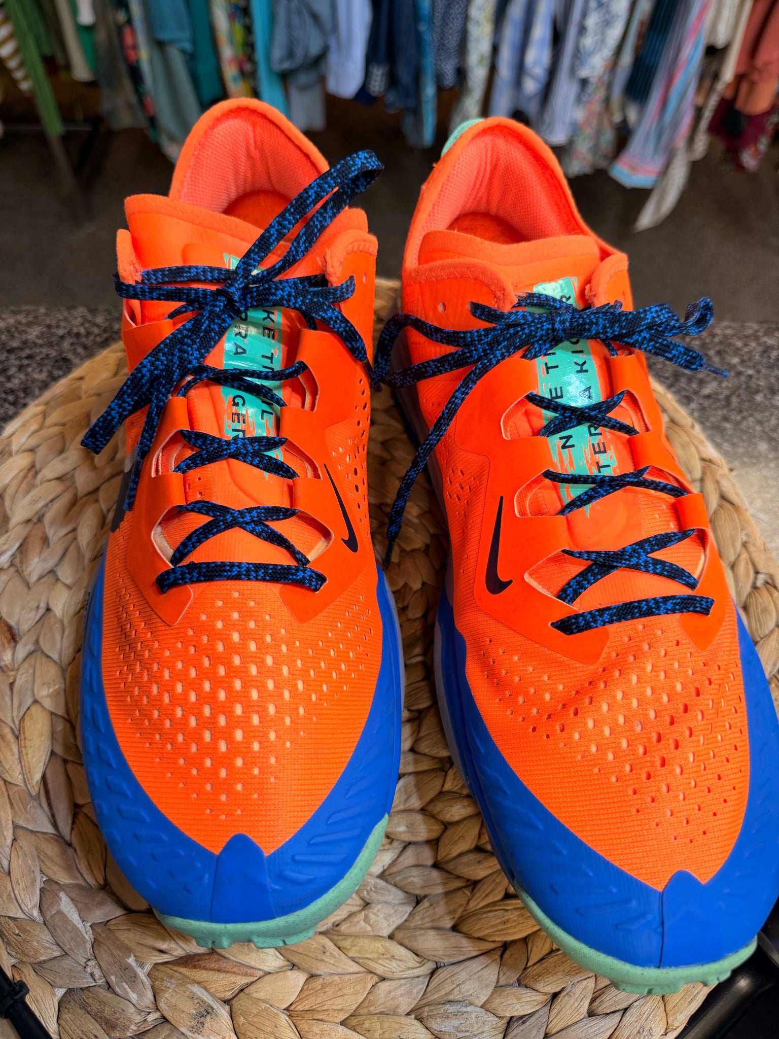 Pre-owned NIKE Orange Royal Blue SHOE SIZE 10.5 MENS Designer Sneaker