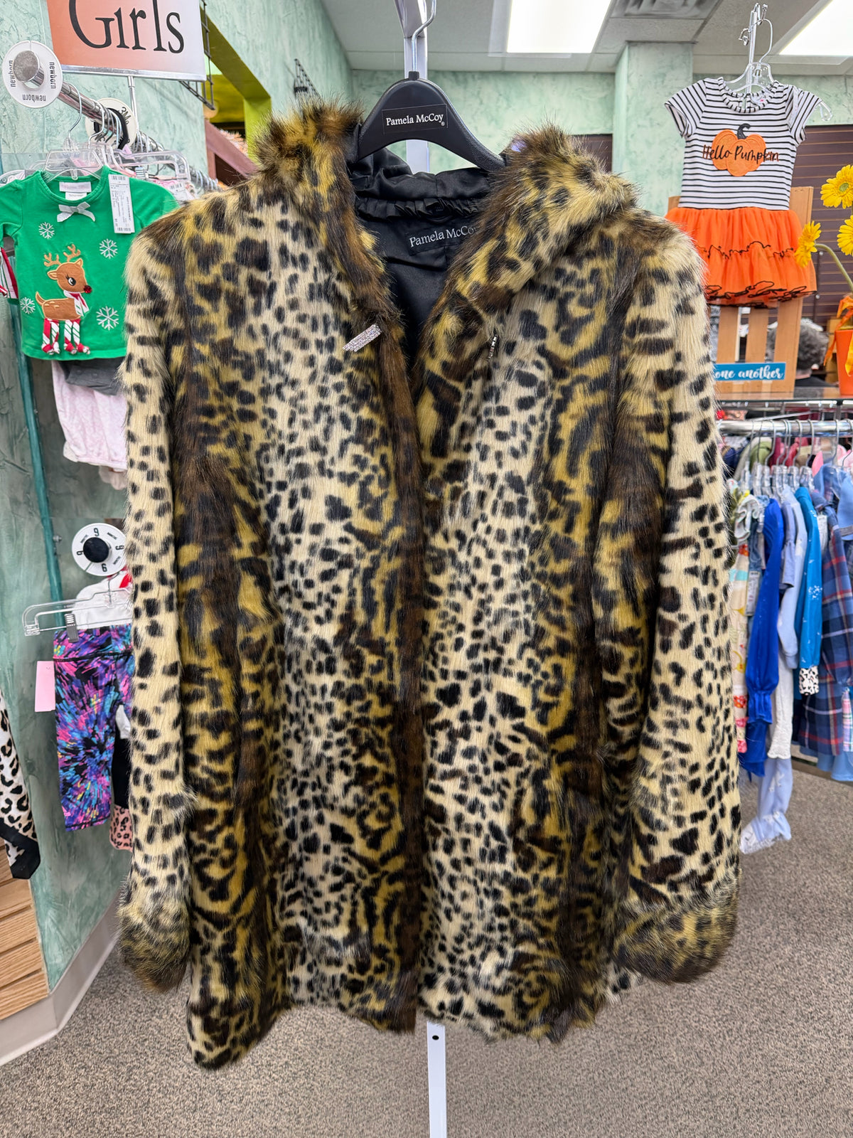 New with Tag PAMELA MCCOY Leopard Brown Size: 1XL Designer Coat