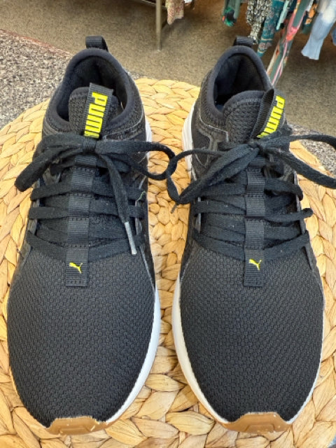 Pre-owned PUMA Black Yellow Trim Size 6 Sneaker