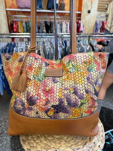 Pre-owned PATRICIA NASH Brown Multi Floral Tote Designer Purse