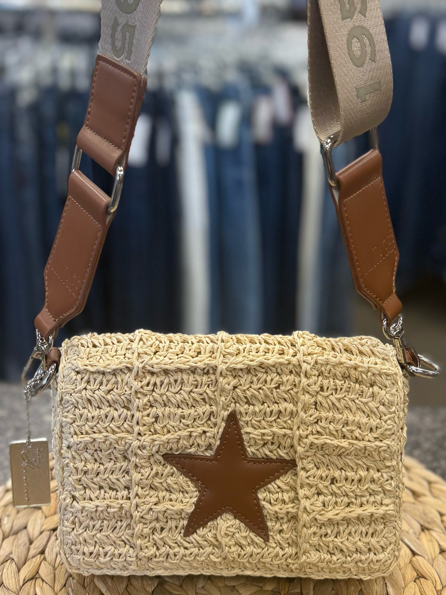 Pre-owned VINTAGE HAVANA Cream Brown Trim S Crossbody Purse