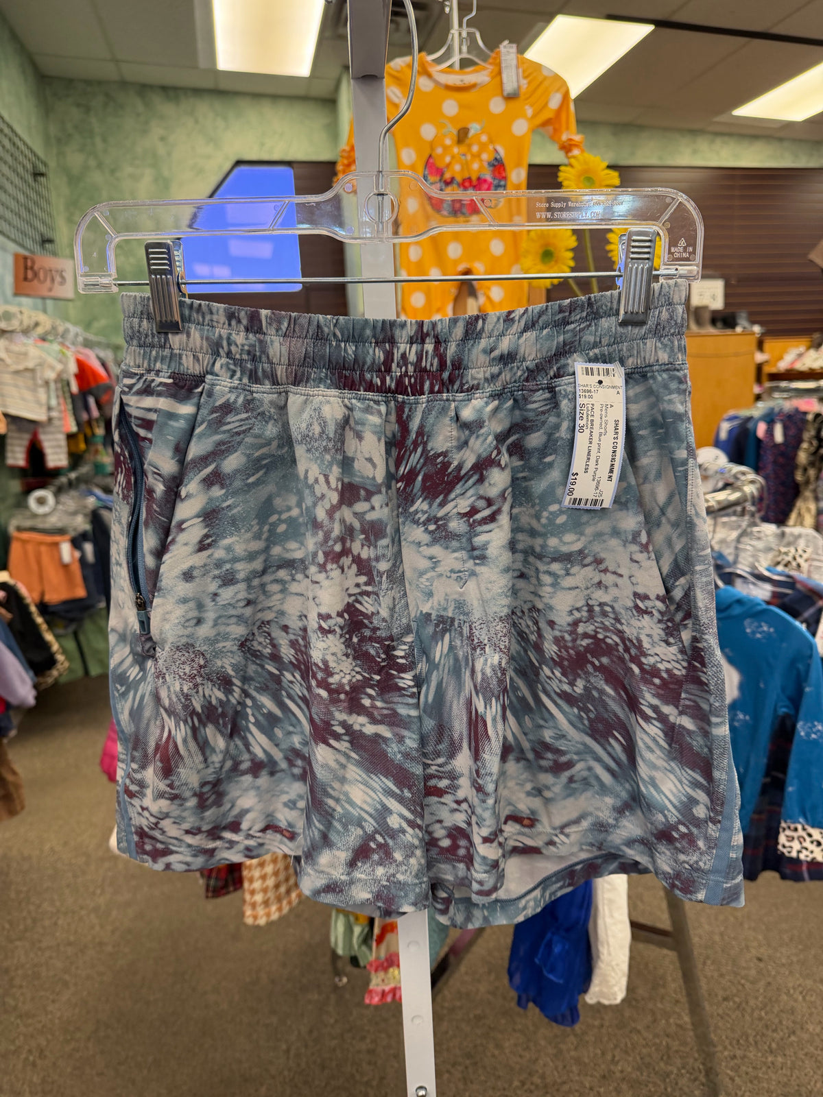 Pre-owned Lululemon Blue print Dark Purple Mens Size 30 Mens Shorts