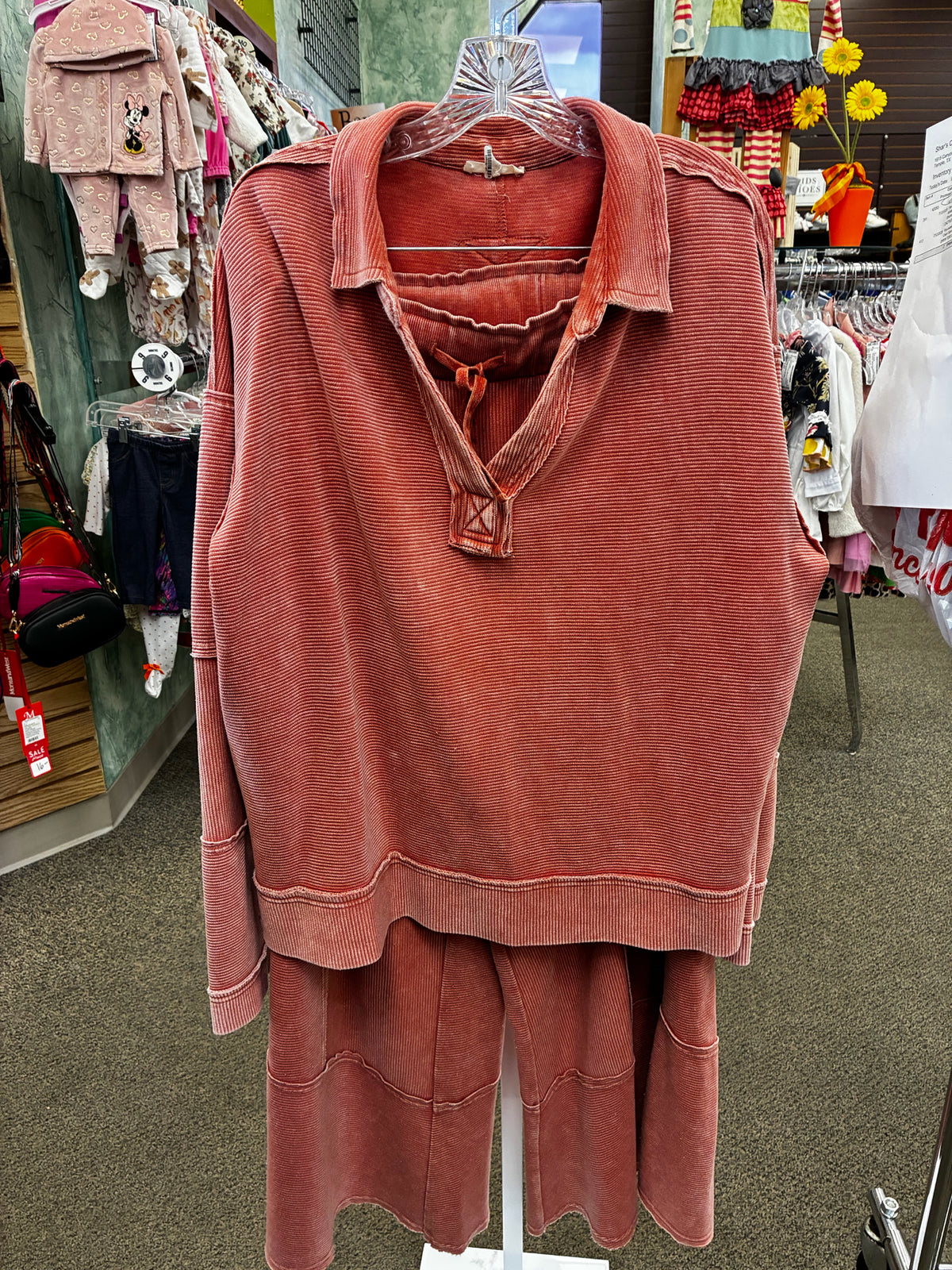 Pre-owned EASEL Peach Dr Size 12 Long Sleeve PantSet