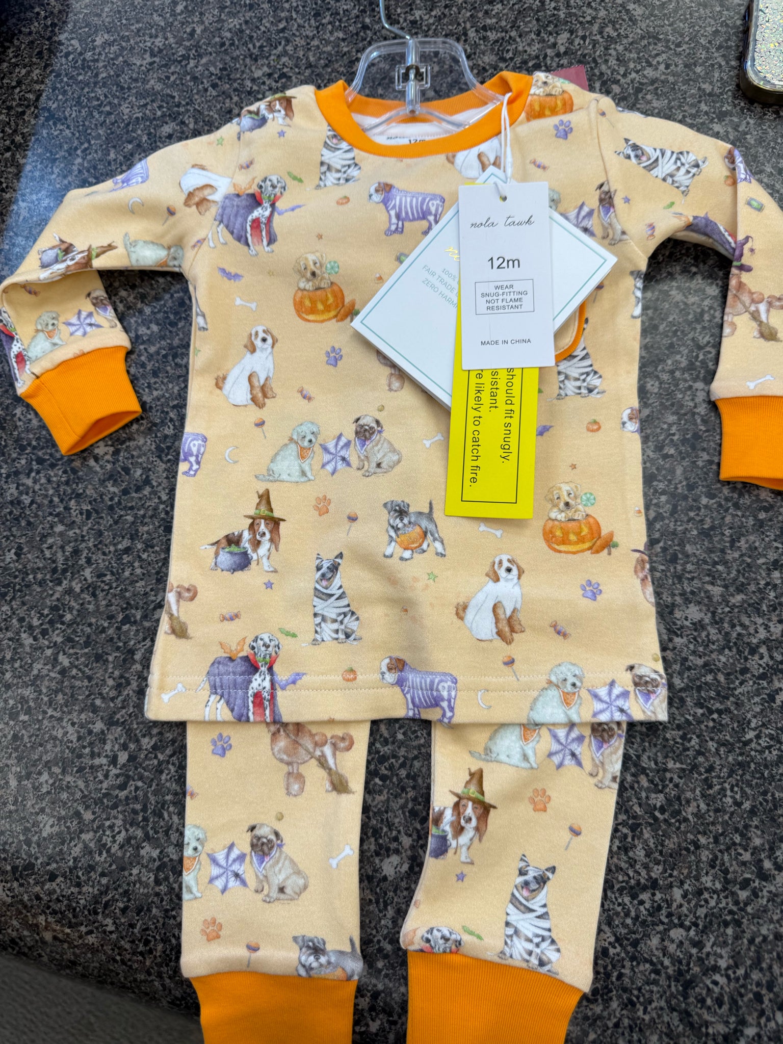 New with Tag Nola Tawk Orange print Purple C-SIZE 12mo BOYS Pajama Set