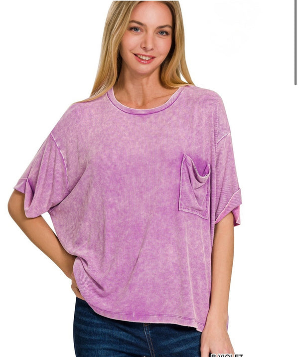 New Zenana Violet Size S/M Short Sleeve Blouse