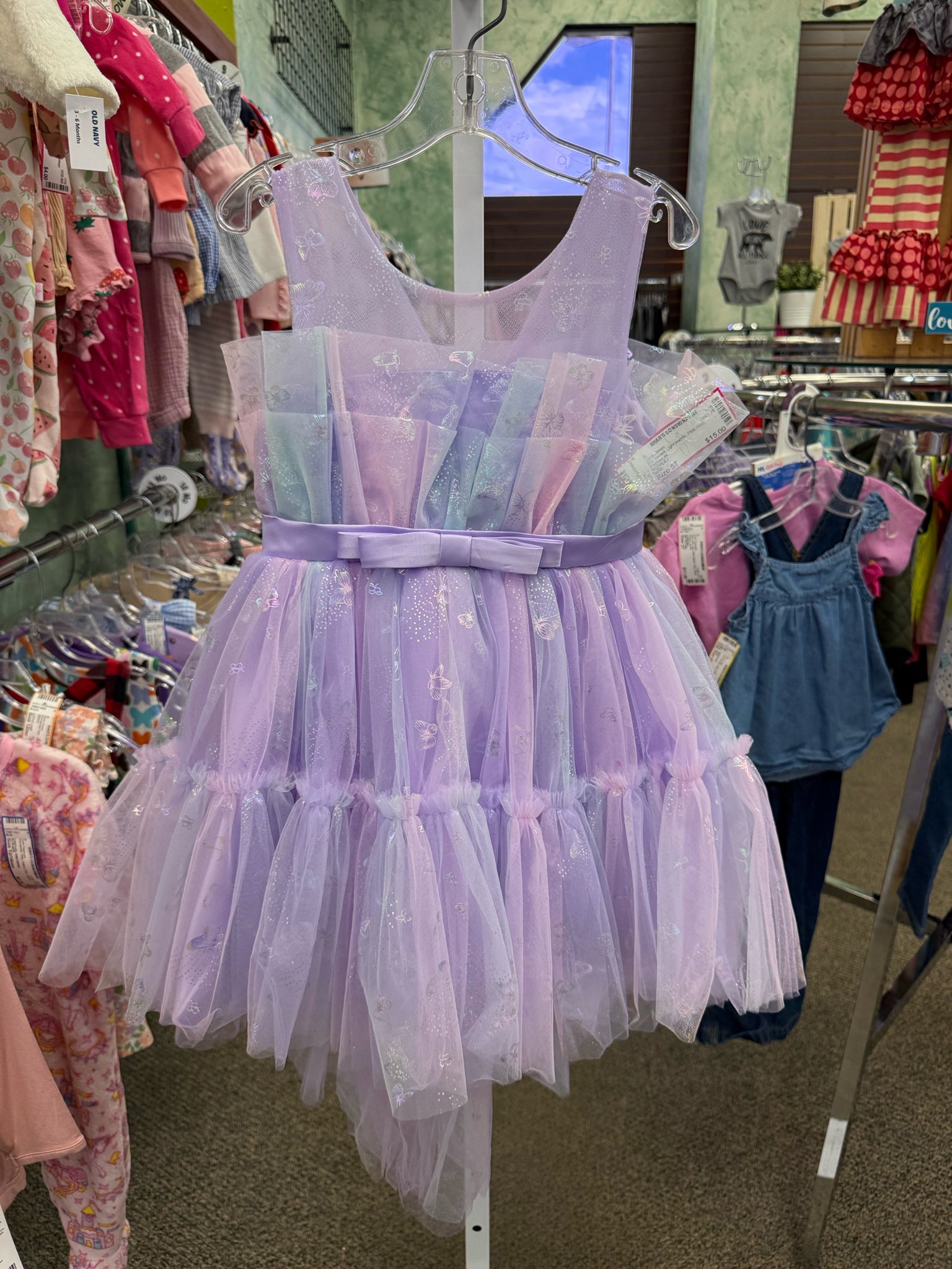 Pre-owned BMG Light purple Pink Print GIRLS SZ: 5T Sleeveless Girls Dress