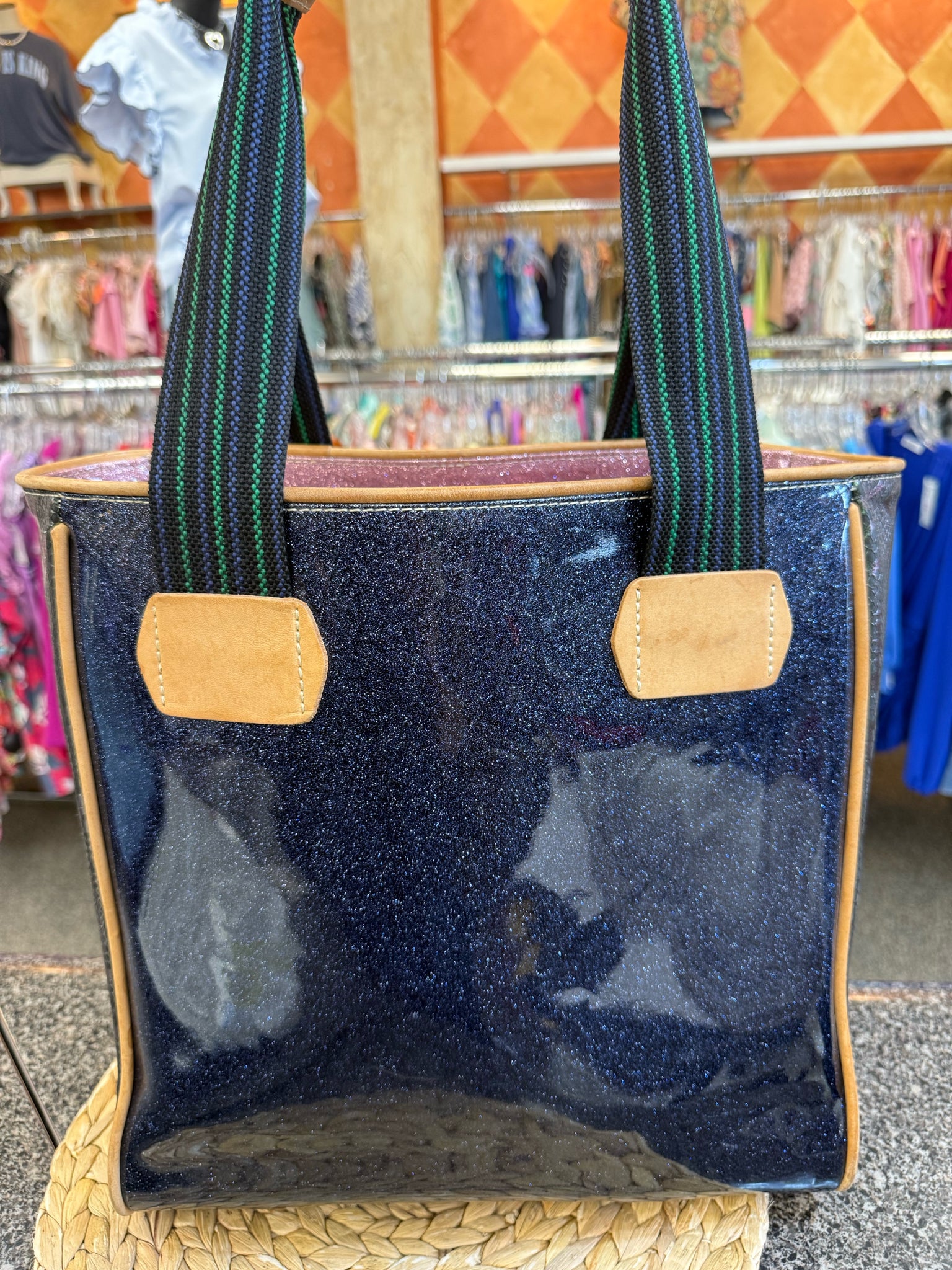 Pre-owned CONSUELA Navy Sparkle Tote Designer Purse