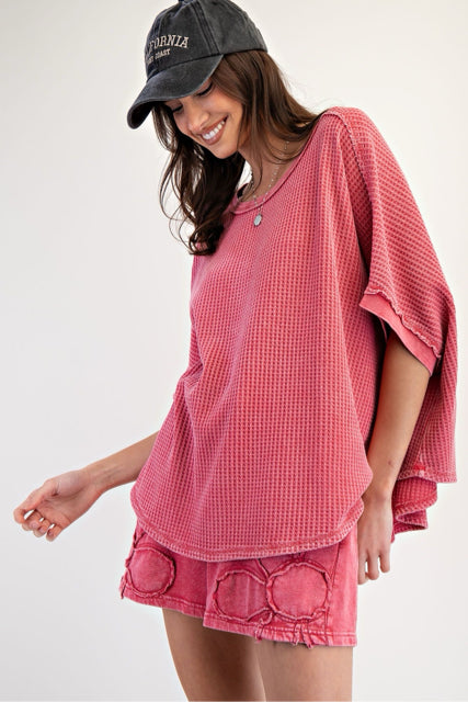 New EASEL Red Size M/L Short Sleeve Blouse