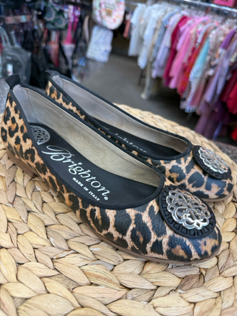 Pre-owned BRIGHTON Leopard Silver Trim Size 6 Designer Shoe