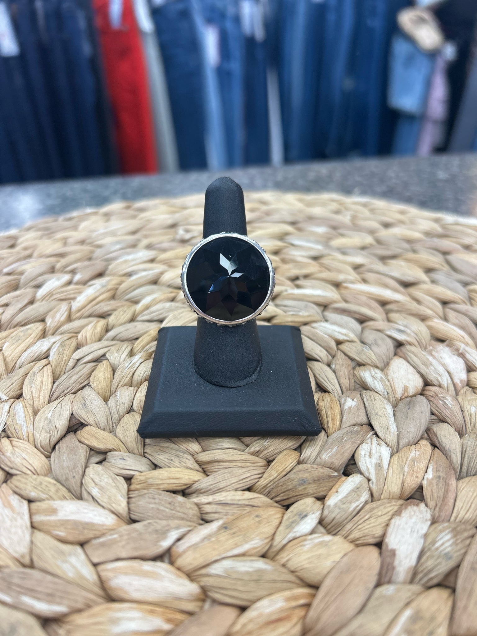 Pre-owned BRIGHTON Black STERLING SILVER Ring Size 7 Designer Ring