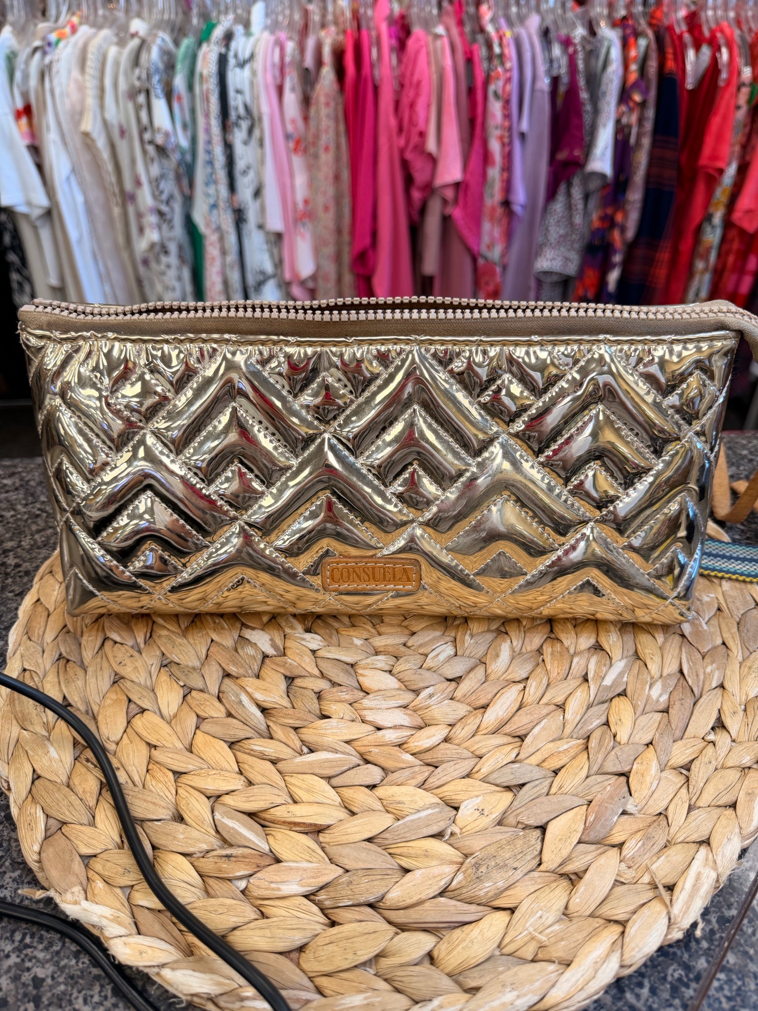 Pre-owned CONSUELA Gold Blue Designer Makeup Bag