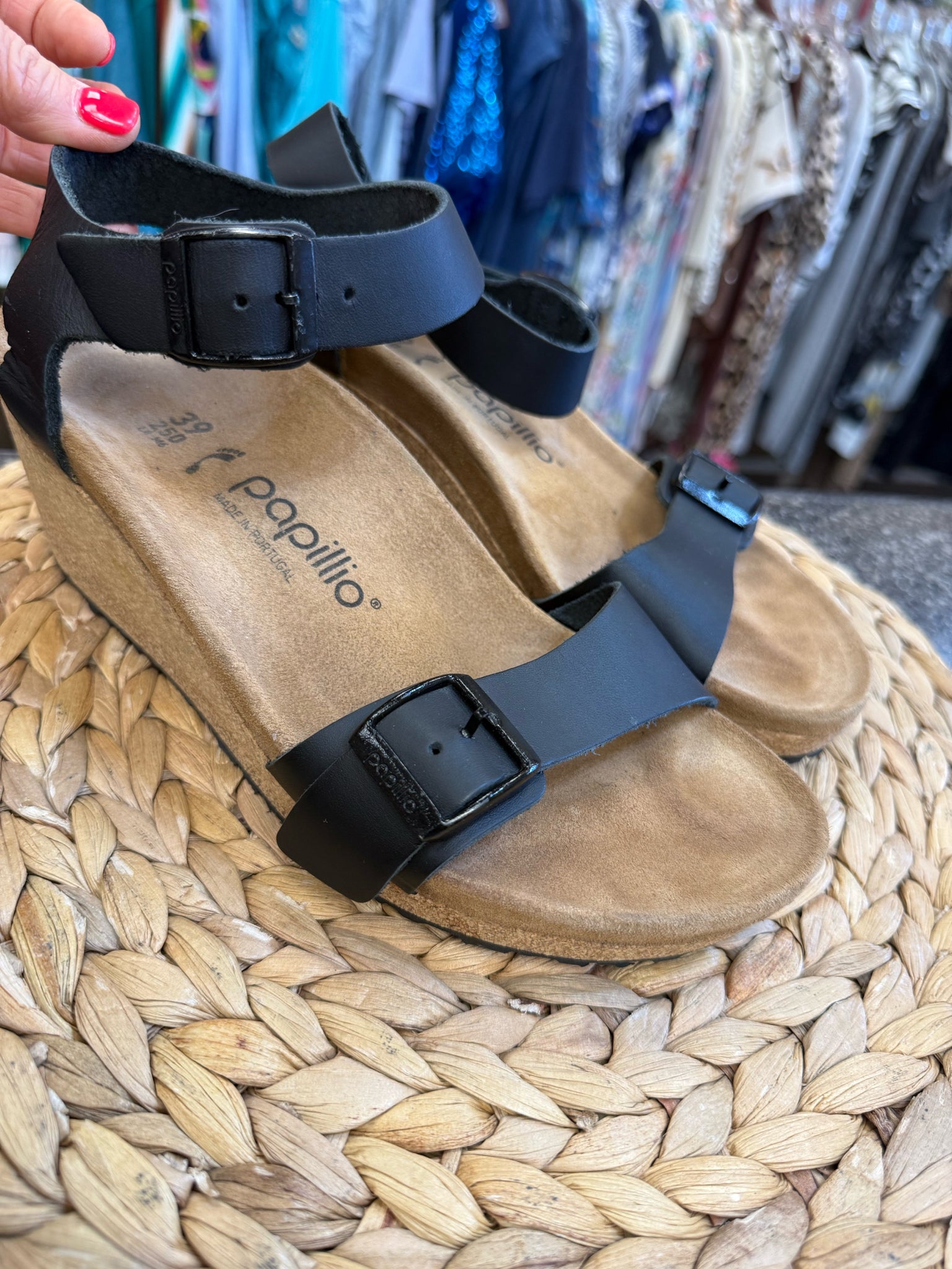 Pre-owned PAPILLIO/Birkenstock Black Brown Inside Size 8 Designer Sandal