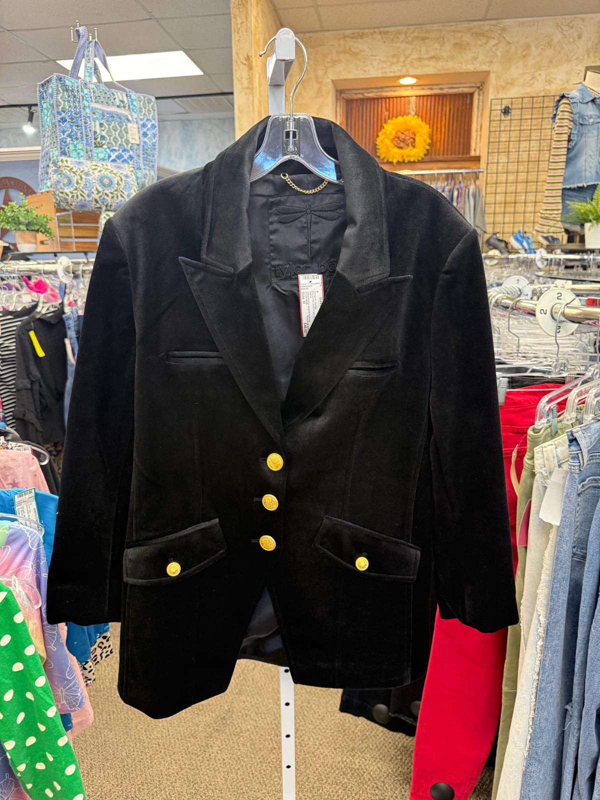 Pre-owned TYLER BOE BLACK VELVET Gold Size: M Long Sleeve Designer Jacket