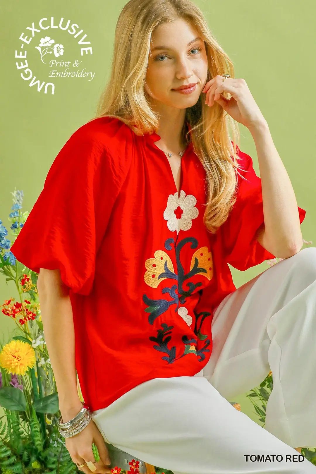New UMGEE Red Size S Short Sleeve Blouse