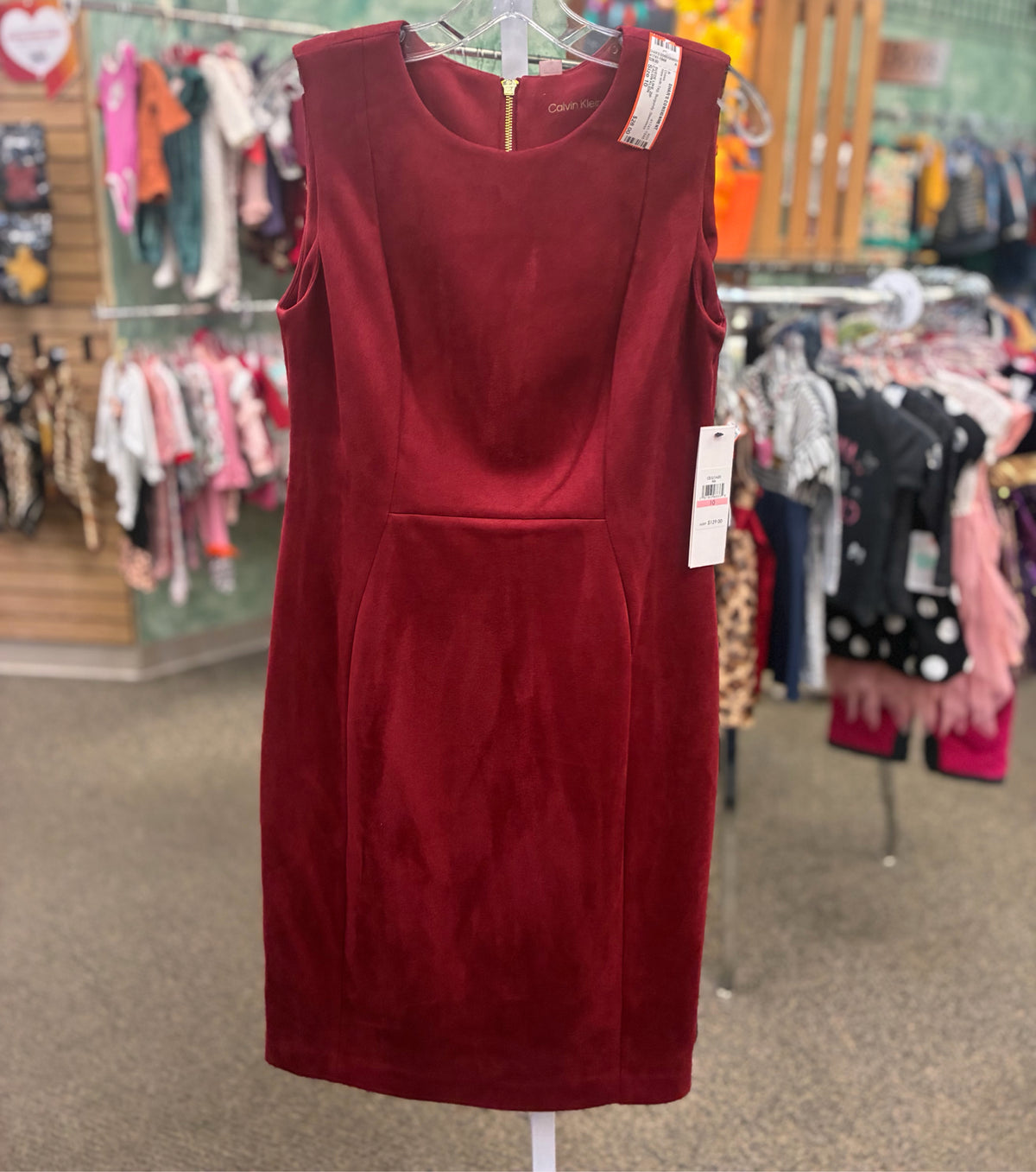 New with Tag CALVIN KLEIN Burgundy Size 10 Sleeveless Dress
