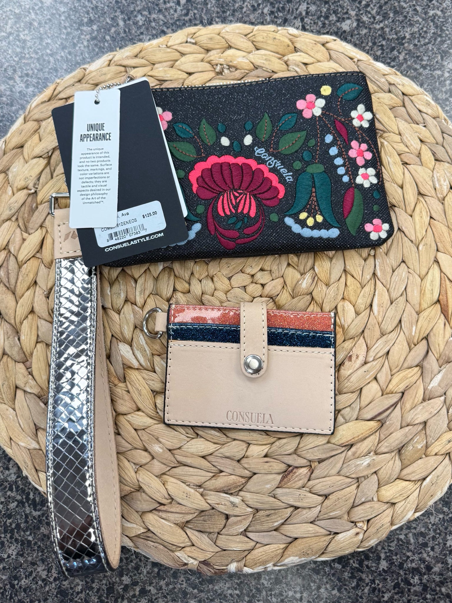 New with Tag CONSUELA Black Floral Designer Wallet