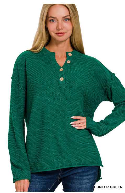 New Zenana Green Size M/L Long Sleeve Sweater