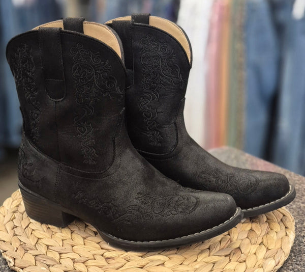 Pre-owned ROPER Black Black Print Size 9.5 Designer Bootie