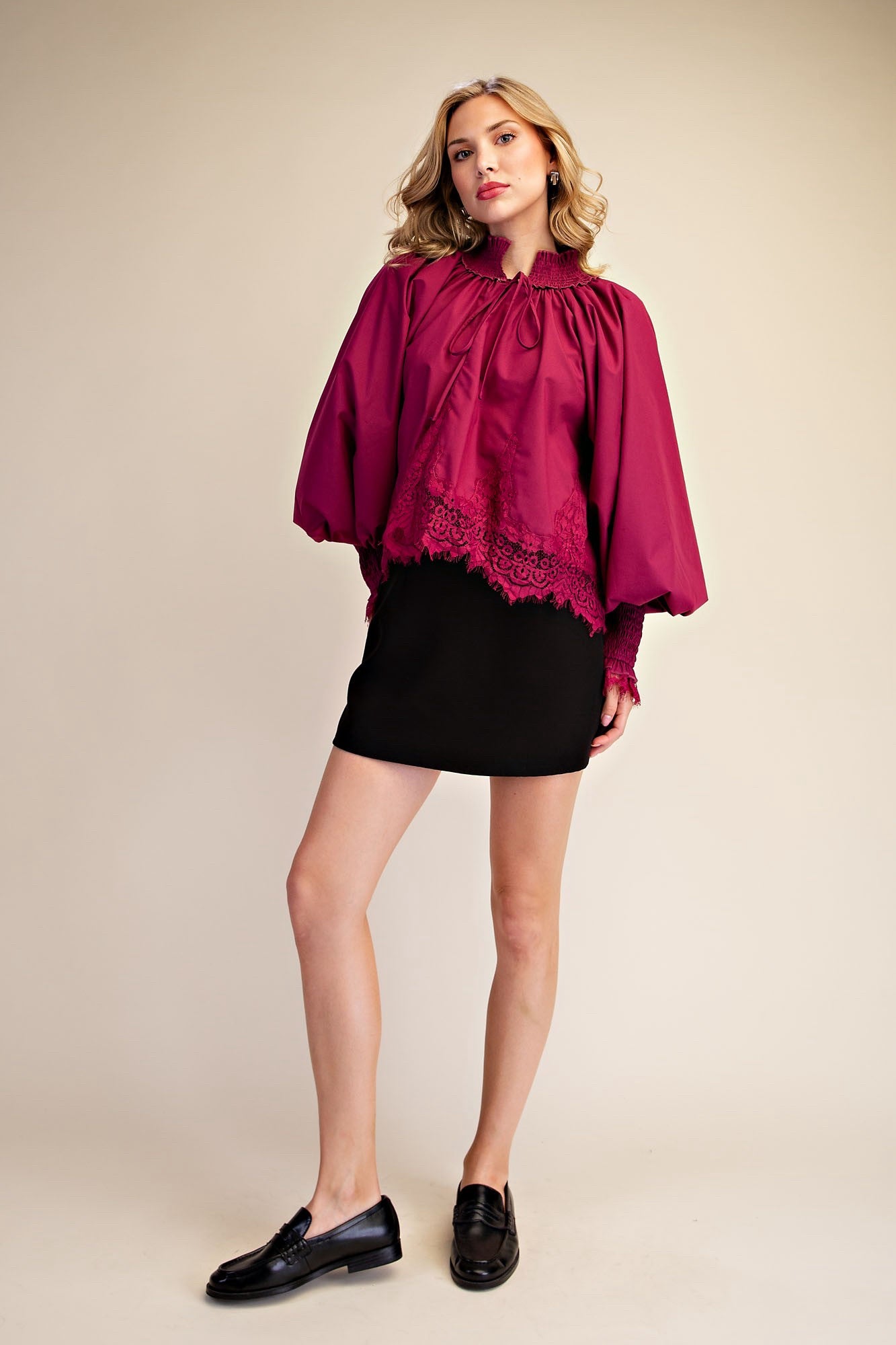 Pre-owned GLAM Plum Size: S Long Sleeve Blouse