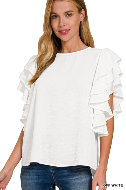 New Zenana White Size S Short Sleeve Blouse
