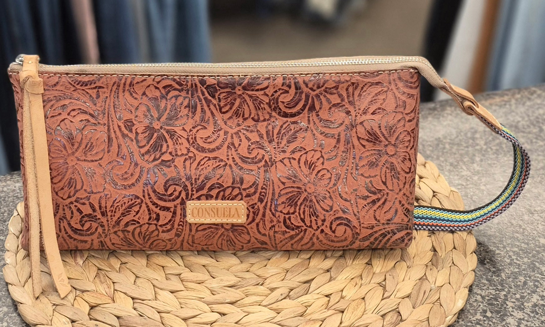 Pre-owned CONSUELA Brown floral Designer Makeup Bag