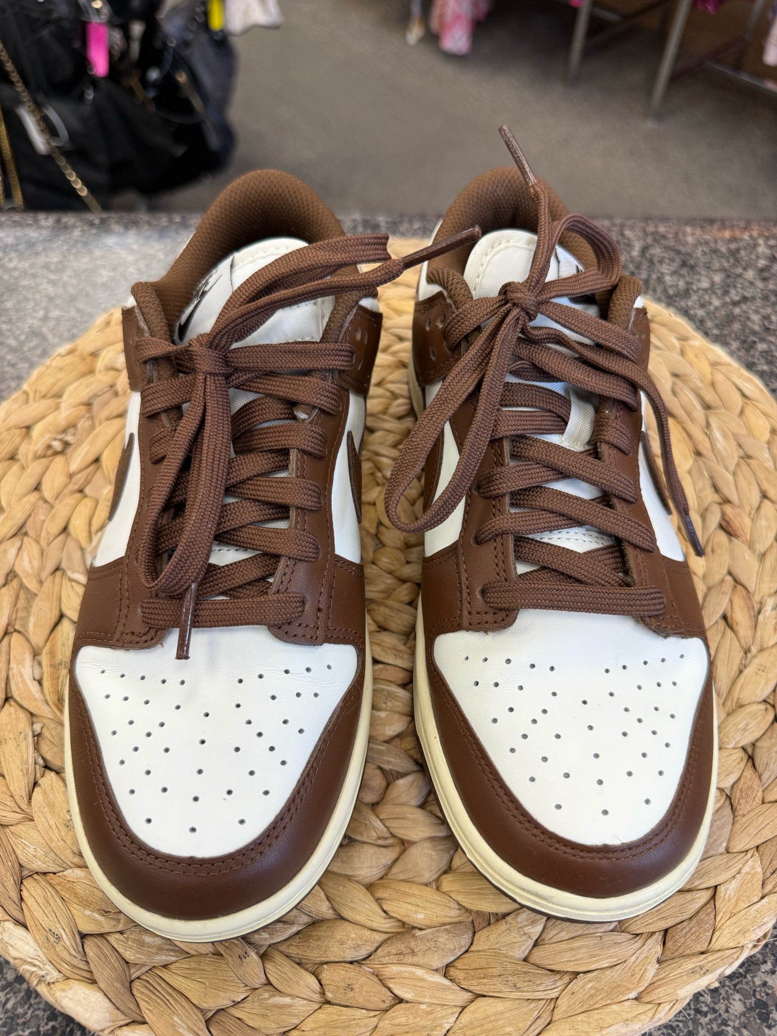 Pre-owned NIKE Brown White Trim Size 7 Designer Sneaker