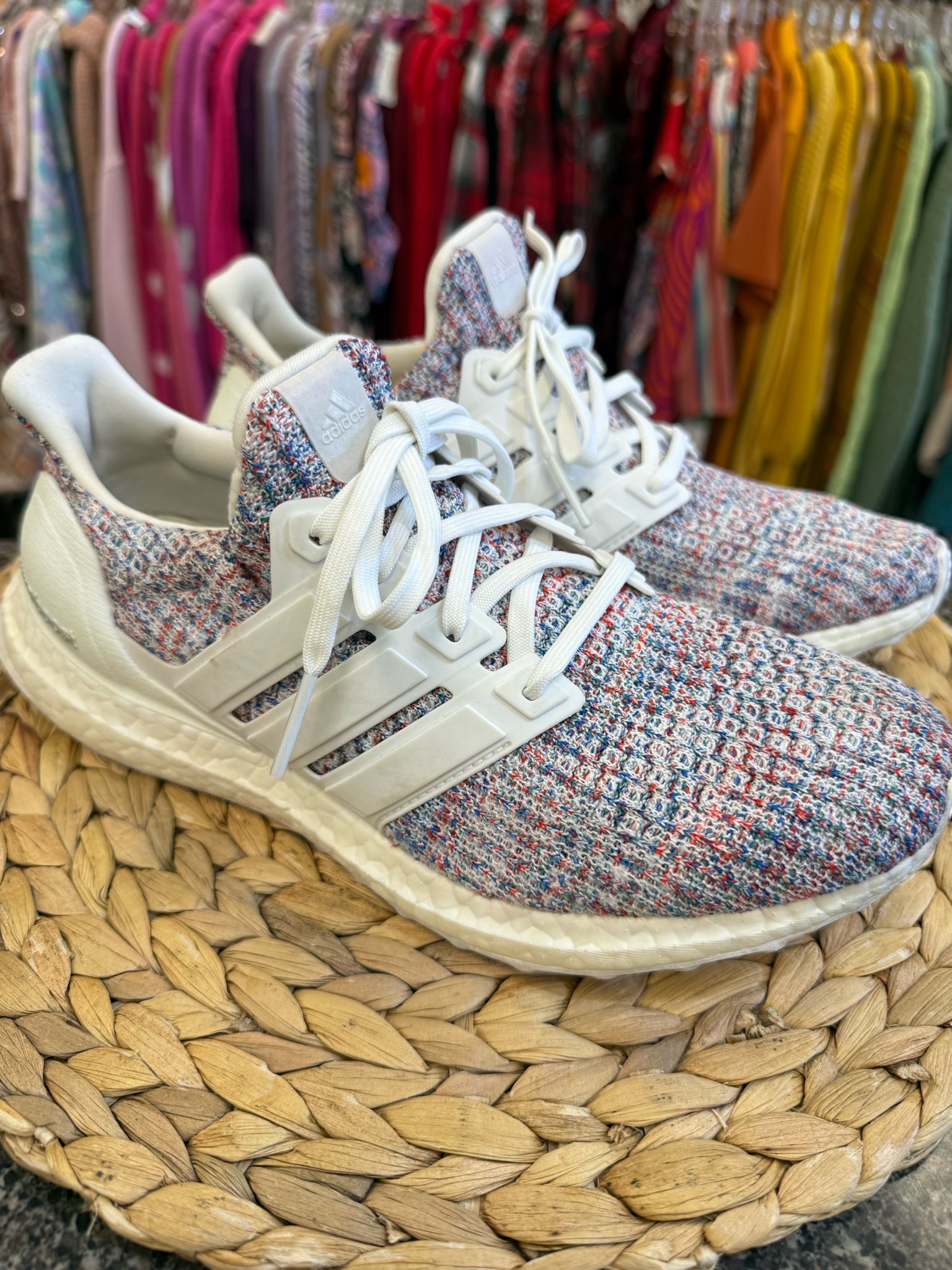 Pre-owned ADIDAS White Multi Blend Size 8.5 Designer Sneaker