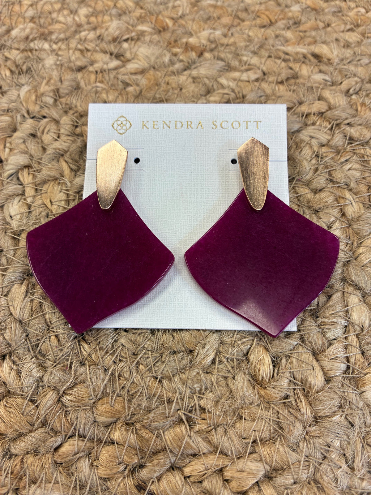 Pre-owned KENDRA SCOTT Wine Gold Trim Small Designer Earring