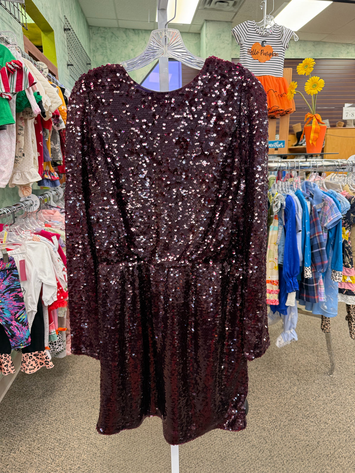 Pre-owned LOFT Purple Sparkle Size 10 Long Sleeve Dress