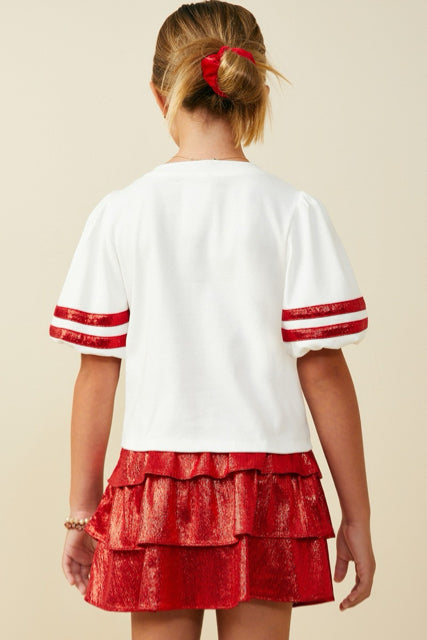 New HAYDEN Red Off-white Size Small Short Sleeve Girls Top