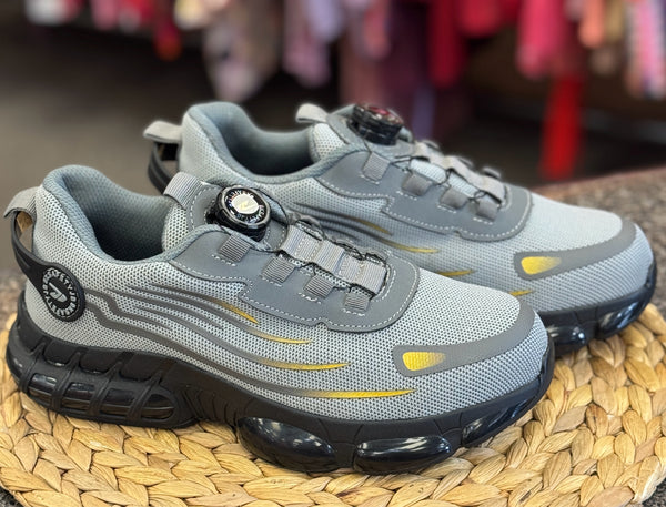 Pre-owned 9K SAFETY Gray Yellow Trim Size 9 Designer Sneaker