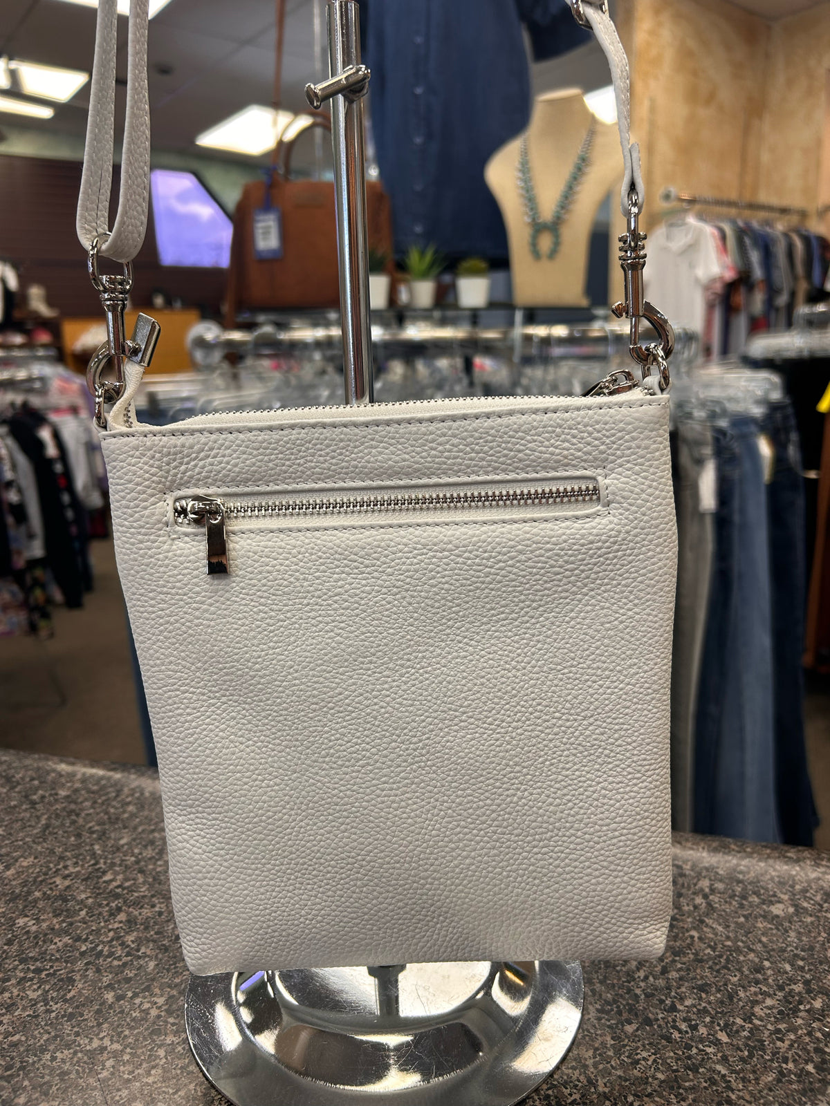 Pre-owned Befen White Silver Trim S Crossbody Purse
