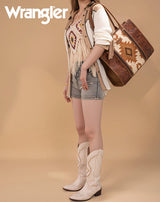 New WRANGLER Brown Cream L Tote Purse