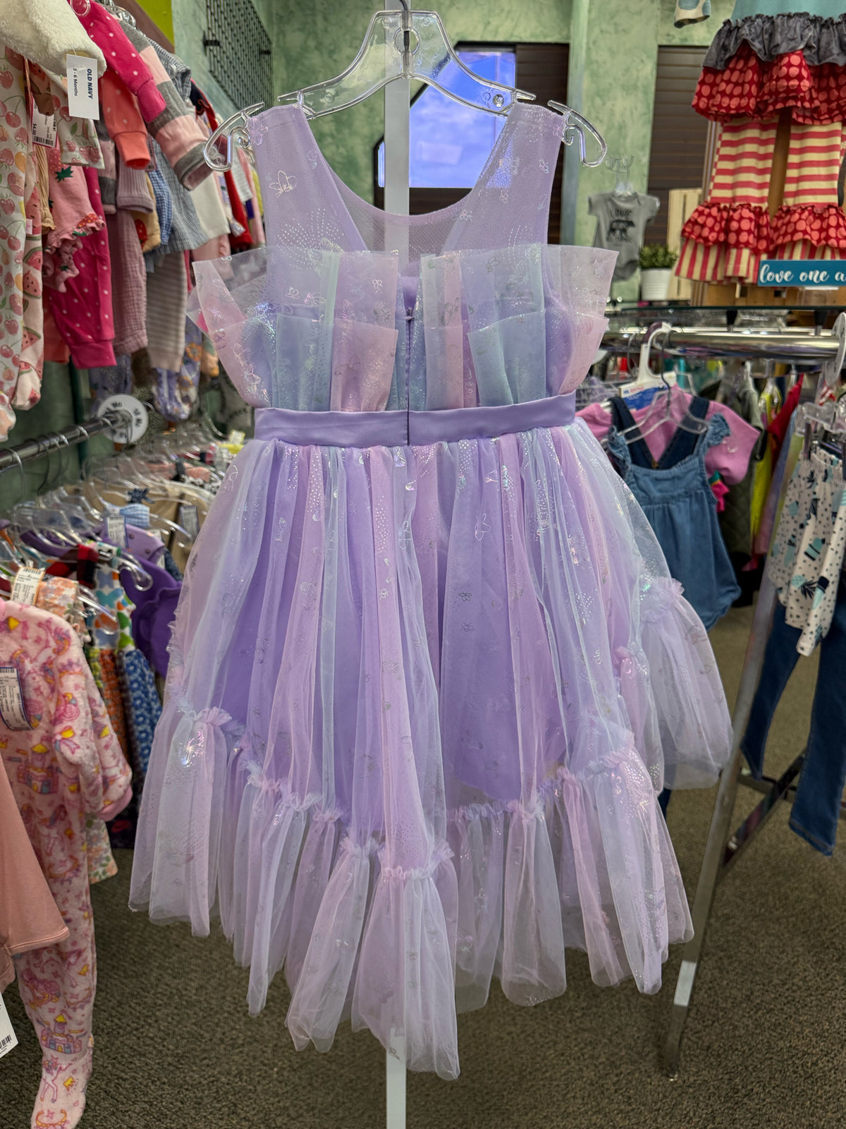 Pre-owned BMG Light purple Pink Print GIRLS SZ: 5T Sleeveless Girls Dress