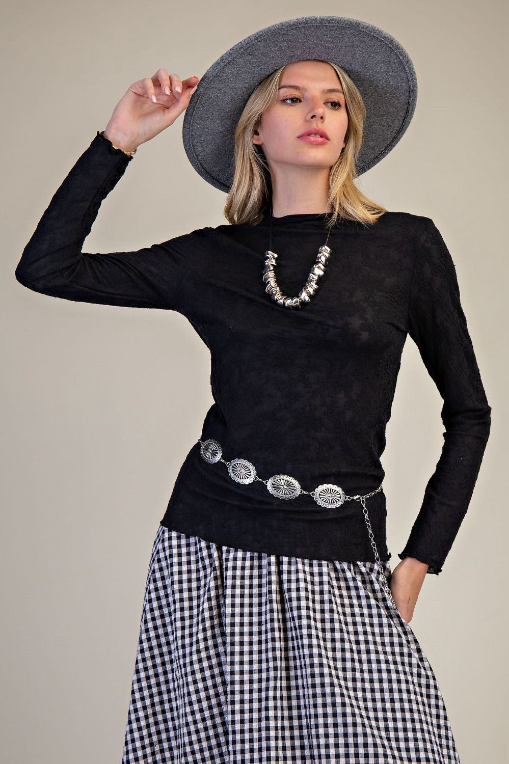 New EASEL Black Size: S Long Sleeve Blouse