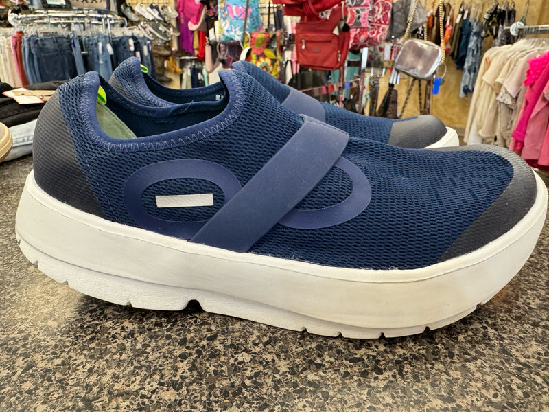 Pre-owned OOFOS Blue Lime Green SHOE SIZE 11 MENS Designer Sneaker