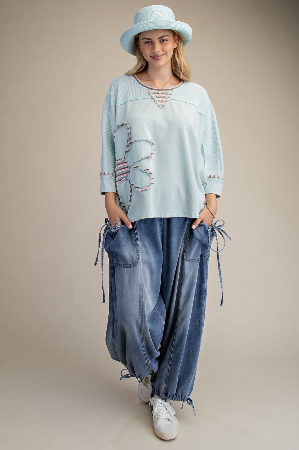 New EASEL Light blue Size S Quarter Sleeve Blouse