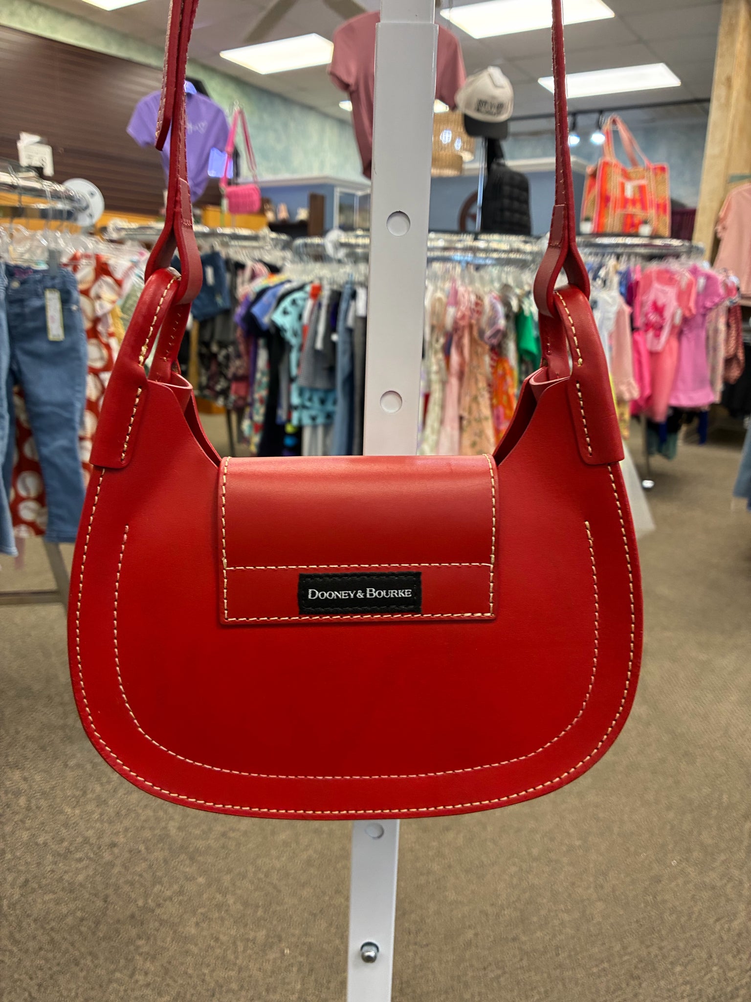 Pre-owned DOONEY&BOURKE Red Gold Trim Crossbody Designer Purse