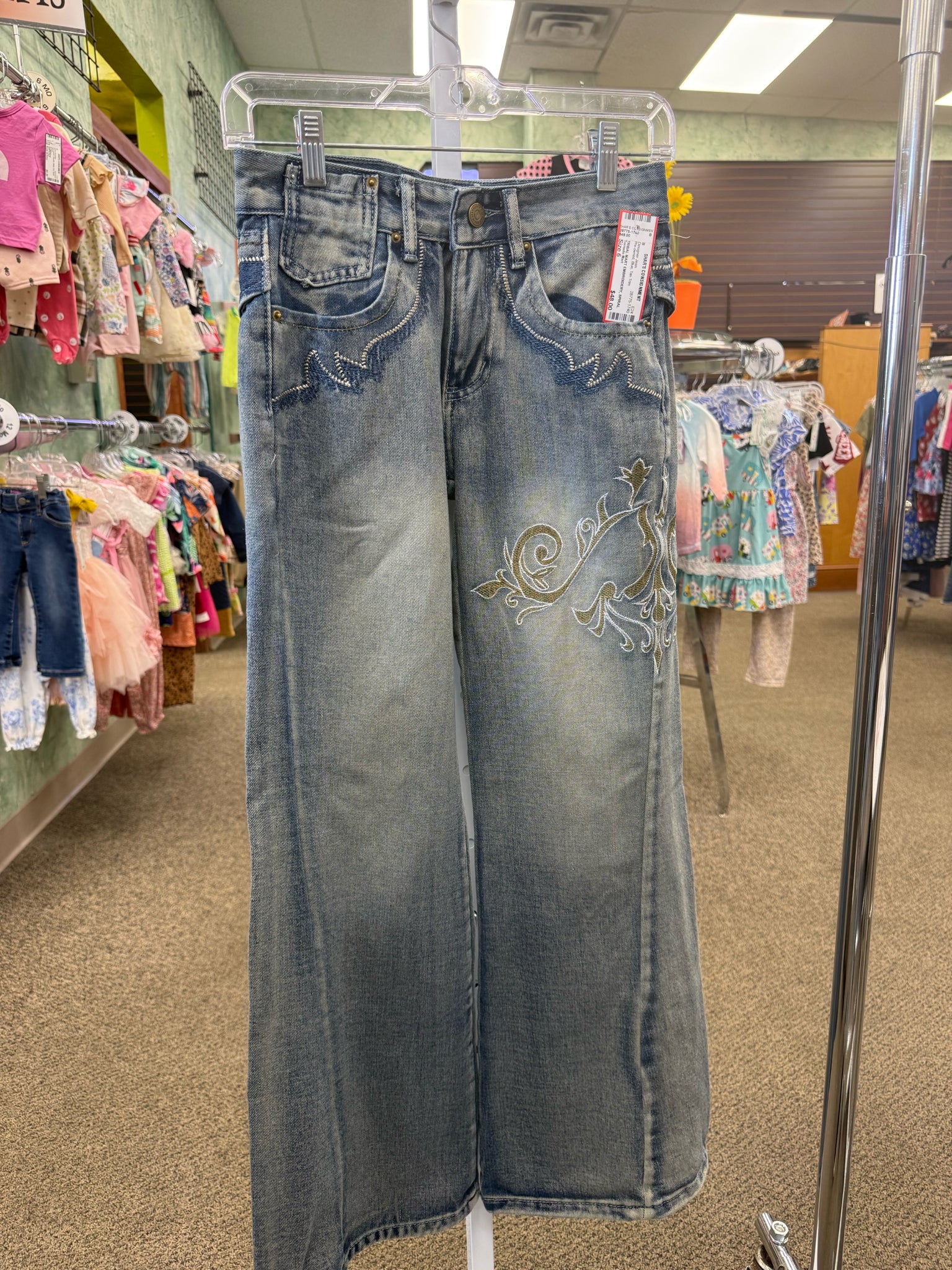 New EASEL DENIM PINSTRIPE White Size Small Pants