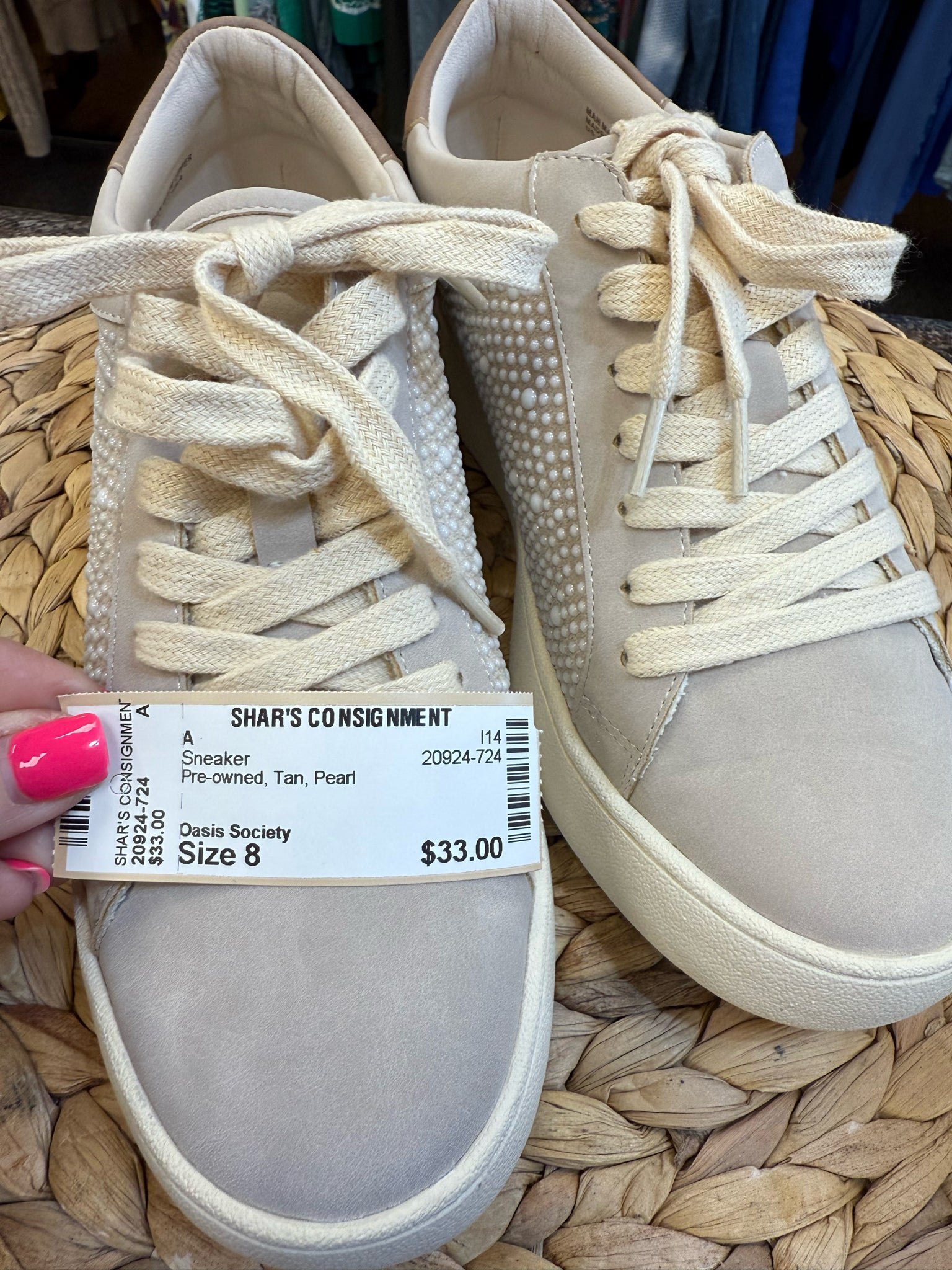 Pre-owned Oasis Society Tan Pearl Size 8 Sneaker