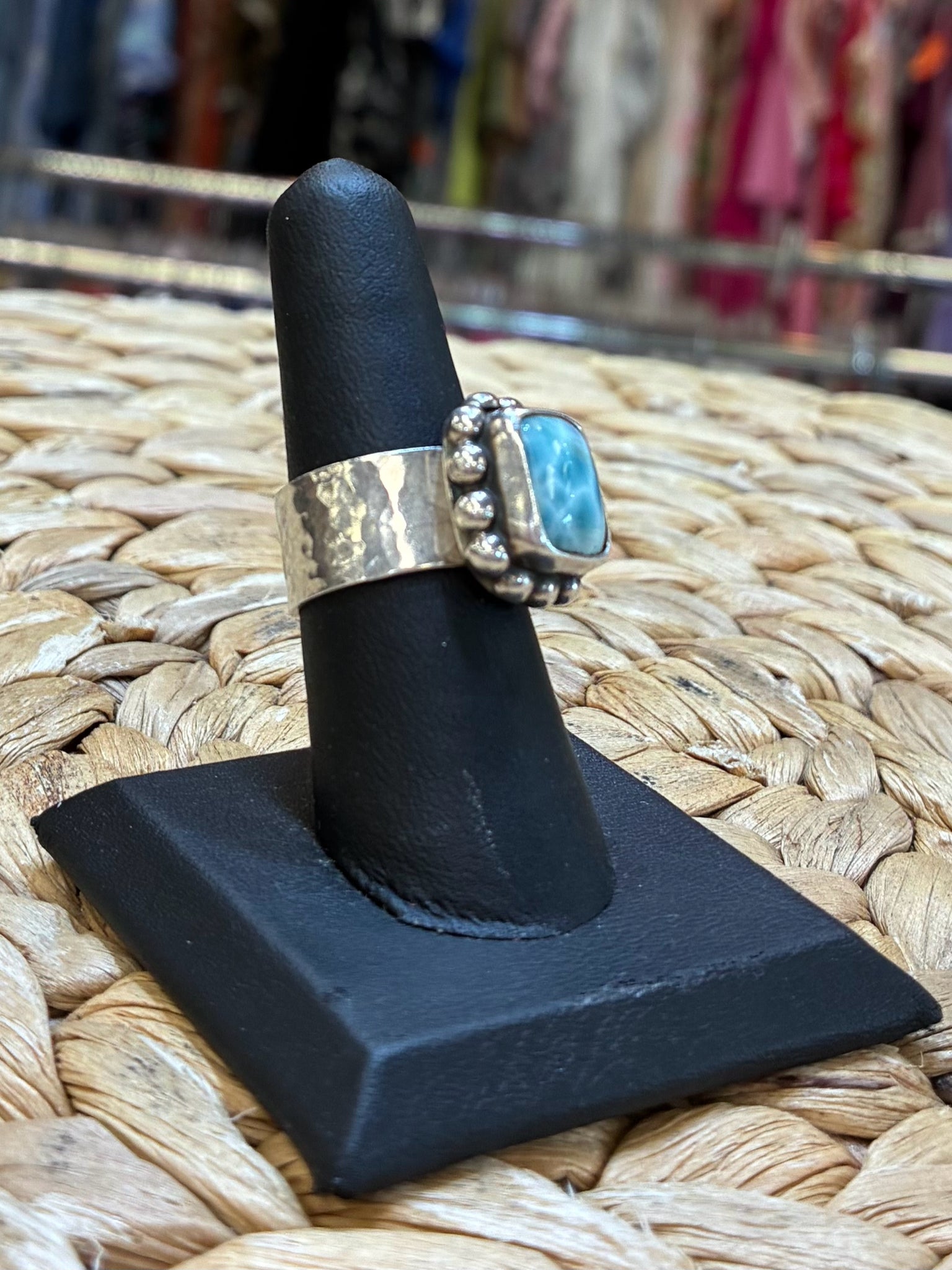 Pre-owned Sterling Silver STERLING SILVER Teal Ring Size 7 Designer Ring