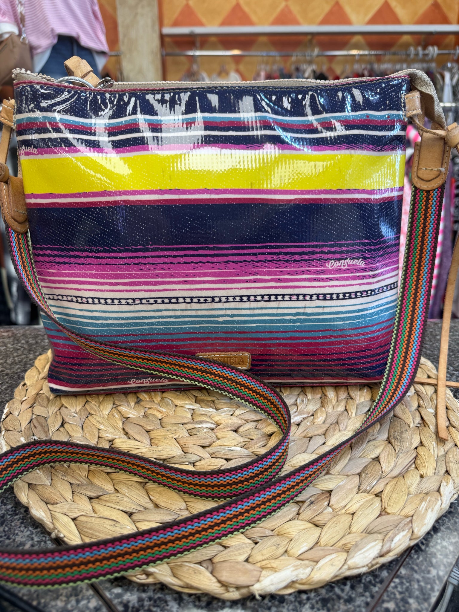 Pre-owned CONSUELA Yellow Pink Crossbody Designer Purse