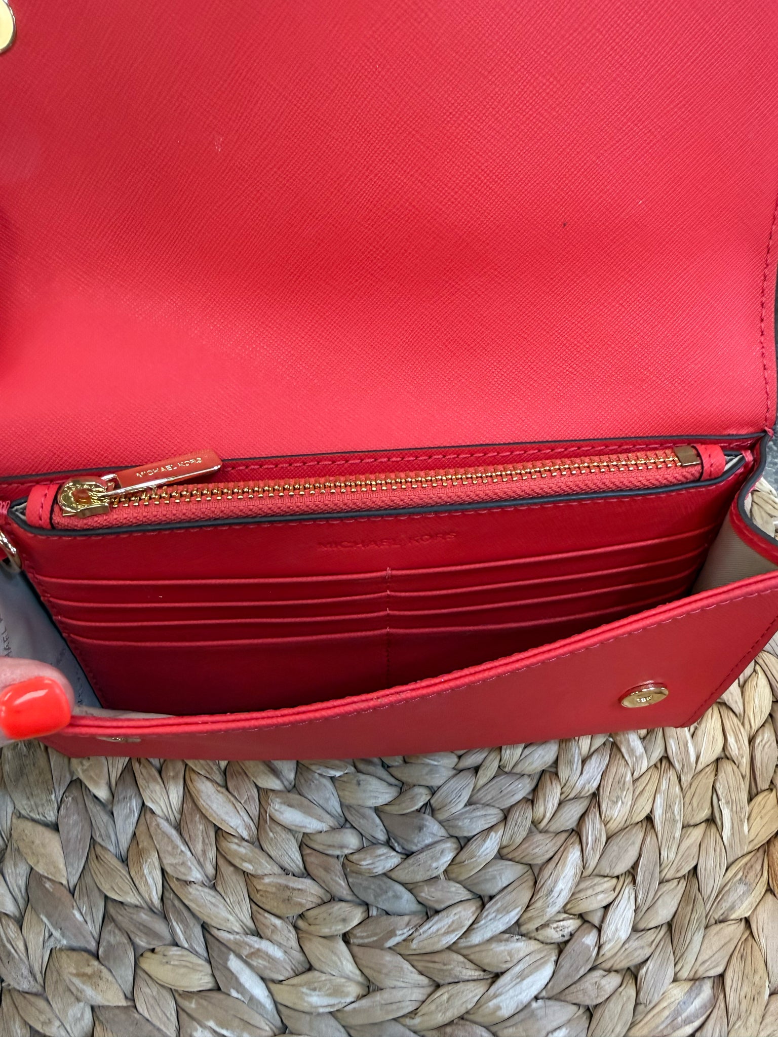 Pre-owned MICHAEL KORS Red Gold Shoulder Designer Purse