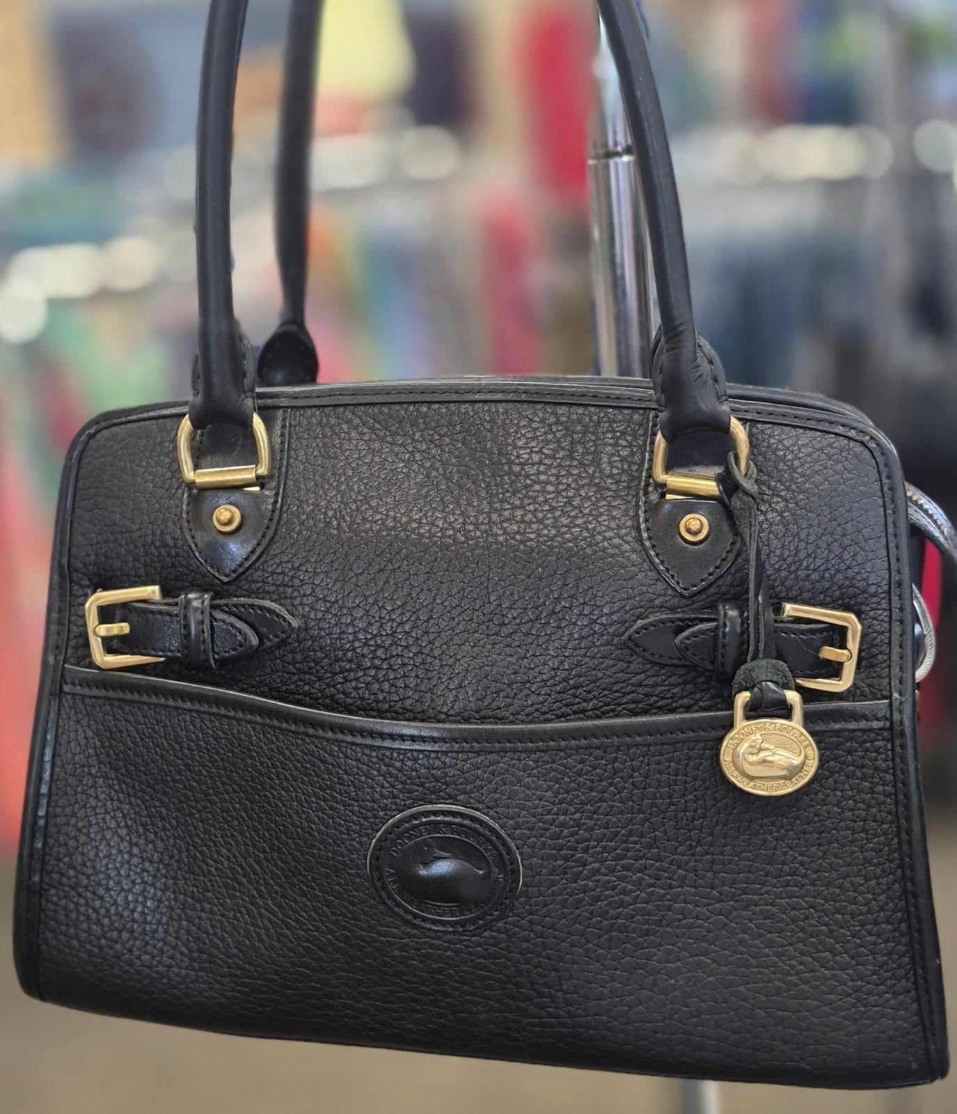 Pre-owned DOONEY&BOURKE Black Gold Shoulder Designer Purse