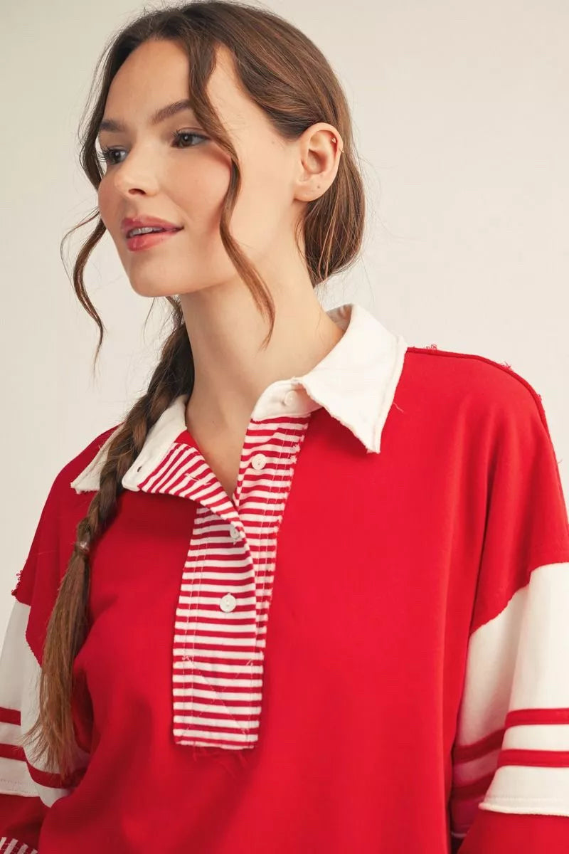 New JODIFL Red White Stripe Size: S Quarter Sleeve Blouse