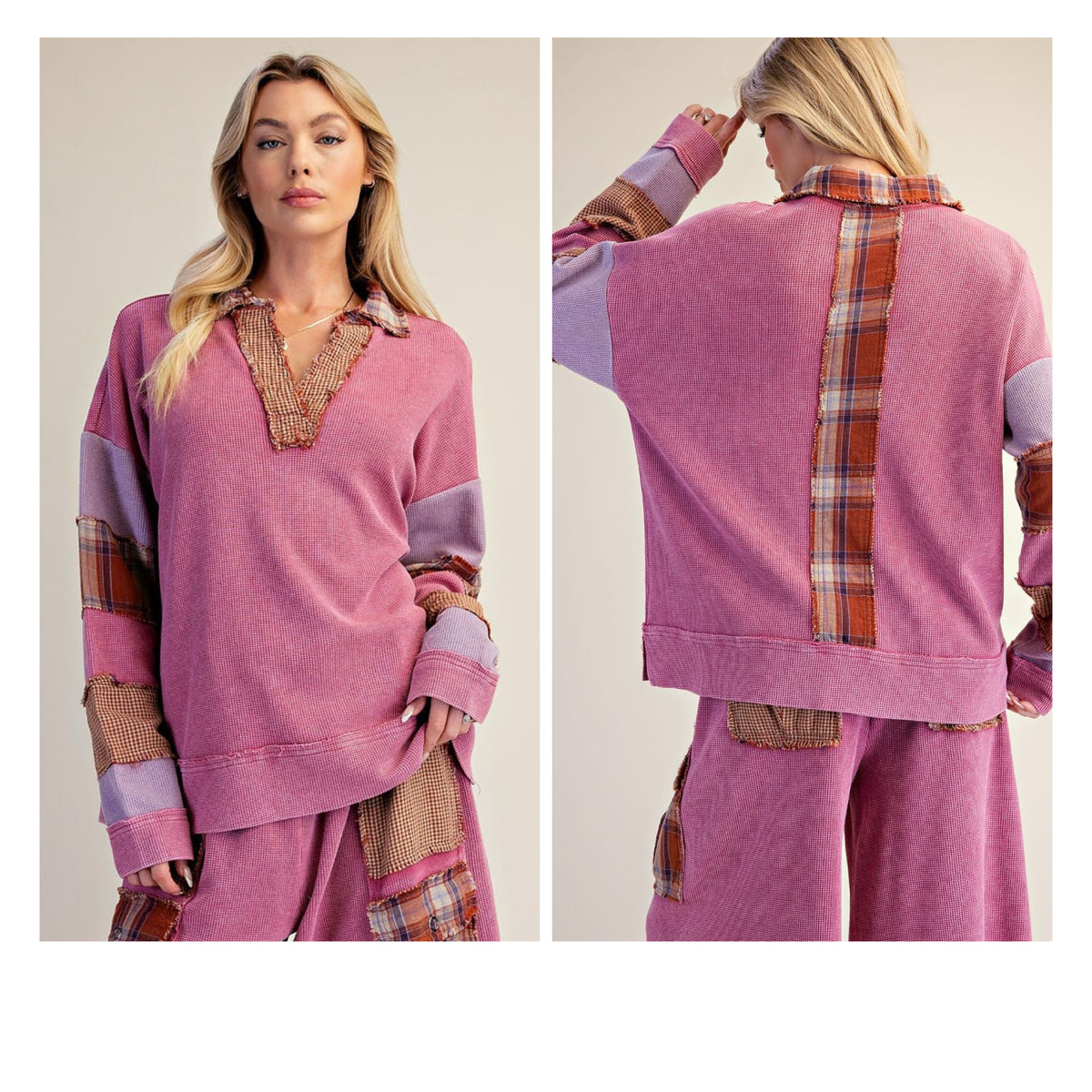 New EASEL Dark pink Size: S Long Sleeve Blouse