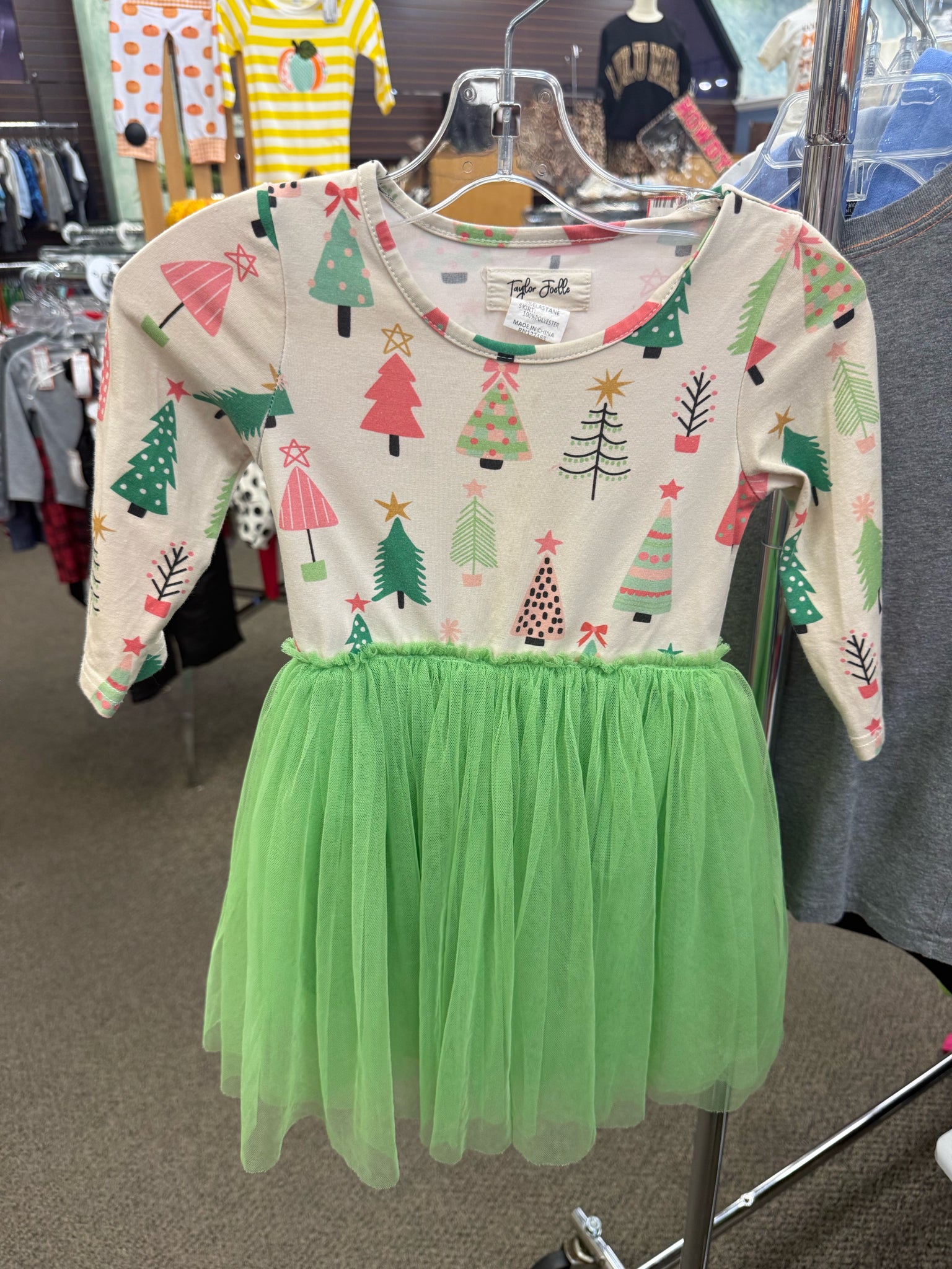 Pre-owned TAYLOR JOELLE Mint Pink GIRLS SZ: 4 Long Sleeve Girls Dress