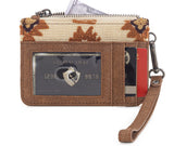 New WRANGLER Brown Cream WALLET SIZE Wristlet Wallet